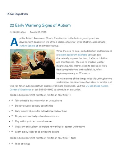 22 Early Warning Signs of Autism