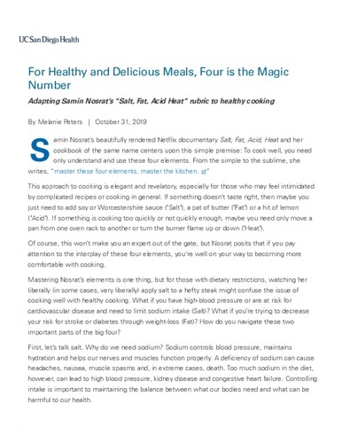 For Healthy and Delicious Meals, Four is the Magic Number