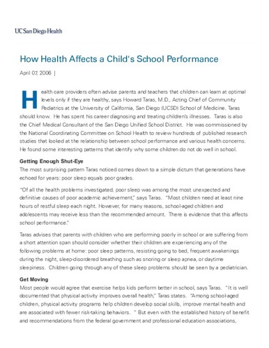 How Health Affects a Child's School Performance