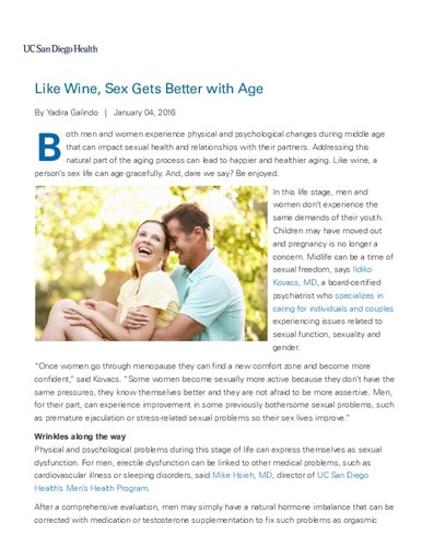 Like Wine, Sex Gets Better with Age