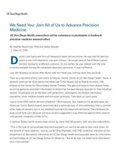 We Need You: Join All of Us to Advance Precision Medicine