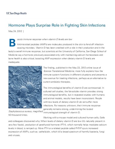 Hormone Plays Surprise Role in Fighting Skin Infections