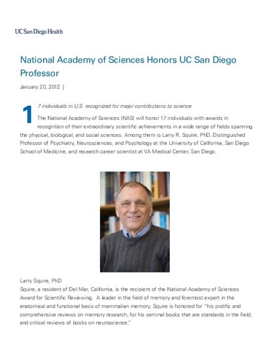 National Academy of Sciences Honors UC San Diego Professor