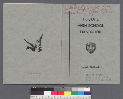 "Tri-State High School Handbook" [edited by the Journalism class] (4-30-43)