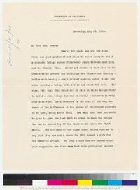 Letter from the Secretary of the Regents to Phoebe Apperson Hearst