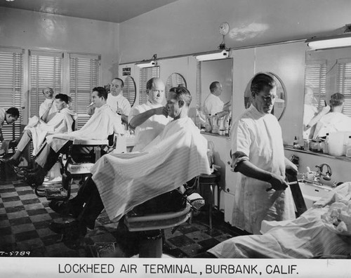 Barber Shop at Lockheed Air Terminal, 1940s
