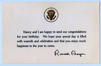 Birthday card from Ronald Reagan to Julia Kennely, 1982