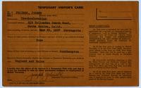 Temporary Visitor's Card for Mr. Joseph Jelinek