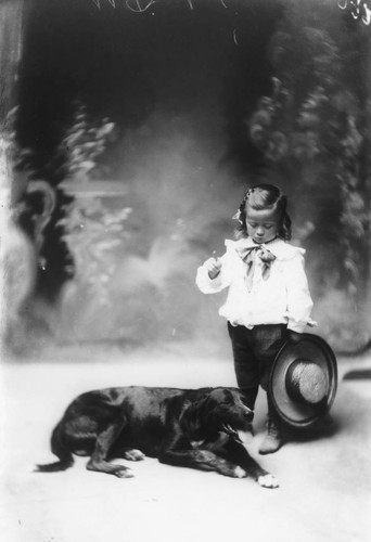 Adelbert Fischer and Dog, Portrait. [graphic]