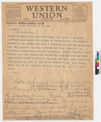 Telegram from William Randolph Hearst, Jr. to William Randolph Hearst regarding Dali