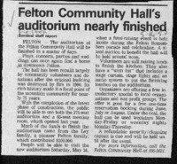 Felton Community Hall's auditorium nearly finished