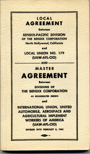 Agreement between Bendix Corp. and UAW (front cover)