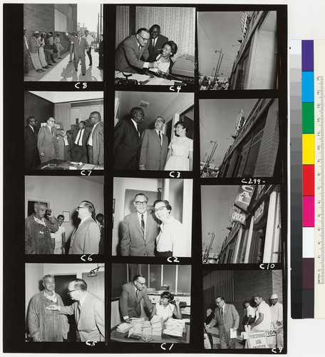 Contact sheet of Governor Edmund G. Brown meeting with hod carrier union workers
