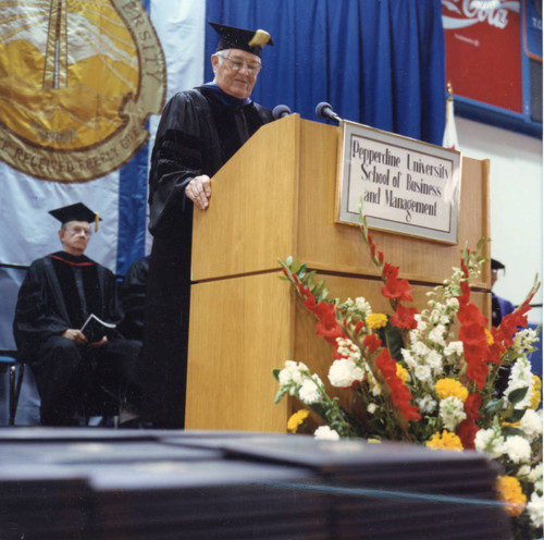 Ross Blakely addressing the graduates