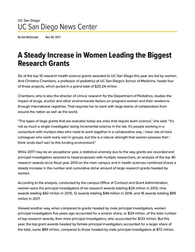 A Steady Increase in Women Leading the Biggest Research Grants