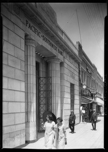 Pacific-Southwest Bank, front of San Pedro & Vernon Branch, Los Angeles, CA, 1925