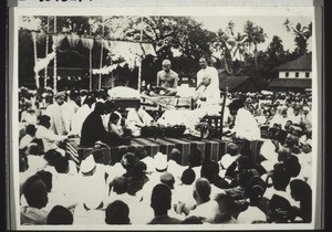 Ghandi speaking to the crowd