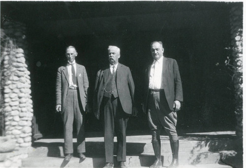 Photograph of Walter S. Hathaway, C. O. Barker, and Stephen Janus taken in Banning, California in the 1920s
