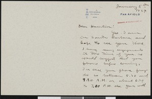 Hobart Chatfield-Taylor, letter, 1929-01-05, to Hamlin Garland