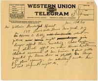 Telegram from Julia Morgan to William Randolph Hearst, January 17, 1924