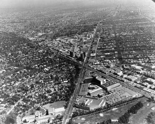 Aerial view of Wilshire and Santa Monica