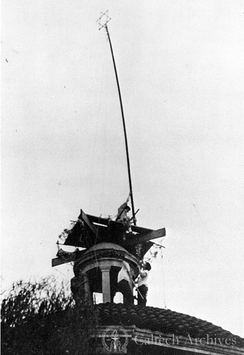 Throop cupola with students raising the Star of David