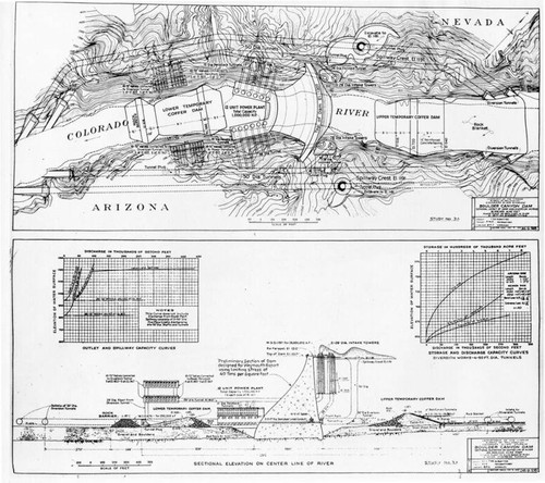 Drawings of plans for Hoover Dam