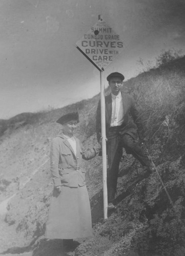 Sign at the summit of the Conejo Grade
