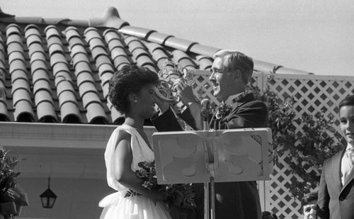 Kristina K. Smith receiving her crown as Rose Queen, Pasadena, California, 1984