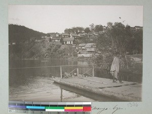 View of Ambohimanga town from the river side, Madagascar, ca.1908