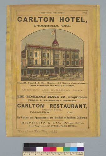 Carlton Hotel, Pasadena, Cal[ifornia]