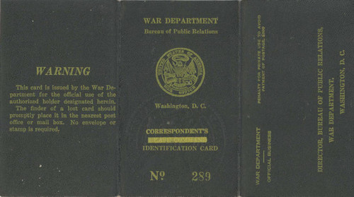 Bureau of Public Relations Correspondent's Identification Card