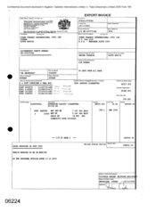 [Export Invoice from Ocean Traders International Ltd on behalf of Gallaher International Limited on Sovereign Classic Cigarettes]
