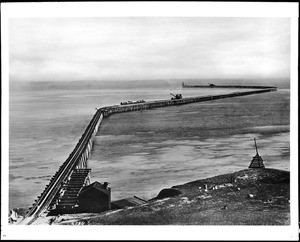 San Pedro breakwater being constructed, California, ca.1902