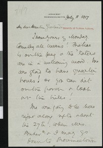 Ray Stannard Baker, letter, 1917-07-11, to Hamlin Garland