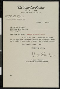 Henry Seidel Canby, letter, 1926-03-17, to Hamlin Garland