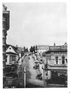 Temple Street looking west from Spring Street, ca.1884