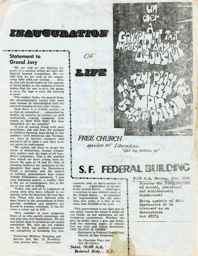 Inauguration of Life, Free Church Service of Liberation, San Francisco Federal Building, January 20, 1969