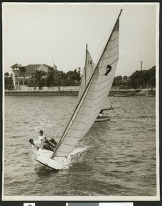 Boaters sailing on an unidentified body of water, ca.1930