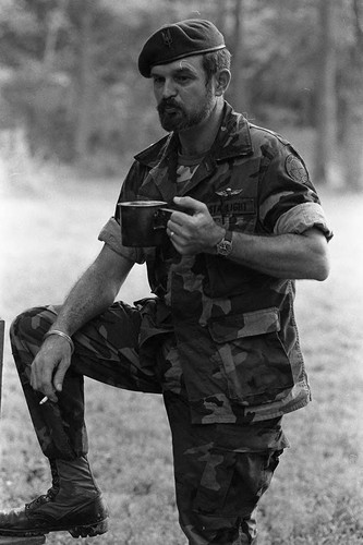 Camp instructor on a break, Liberal, 1982