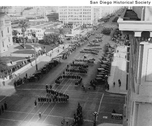 Army Navy parade of sailors marching up Broadway