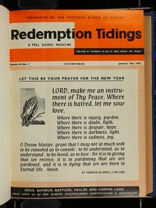 Redemption tidings, vol. 38, nos. 1-52, 5 Jan. - 28 Dec. 1962