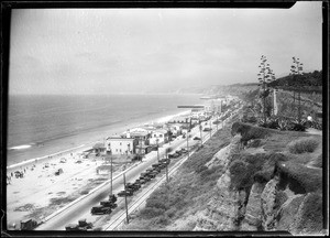 Aerial view of the Santa Monica coastline looking north from Palisades Park, ca.1920