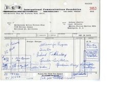Invoice from International Communications Foundation, Monterey Park, CA, 1963