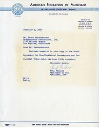 Letter from Phil Fischer, Hollywood (Los Angeles, Calif.) to Bruce Herschensohn, Los Angeles (Calif.), February 3, 1964