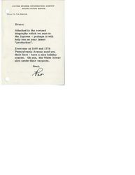 Note from Patricia Woodward, United States Information Agency, Washington to Bruce Herschensohn, December 25, 1963