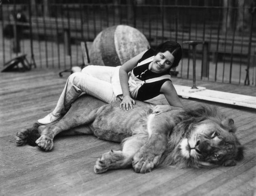 Lion and woman