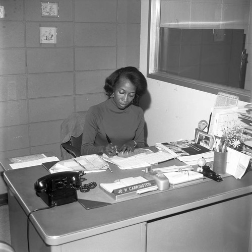Woman at Compton College, Los Angeles, 1972