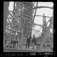 Rodney Punt and N. J. "Bud" Goldstone inspecting Watts Towers, Calif., 1978