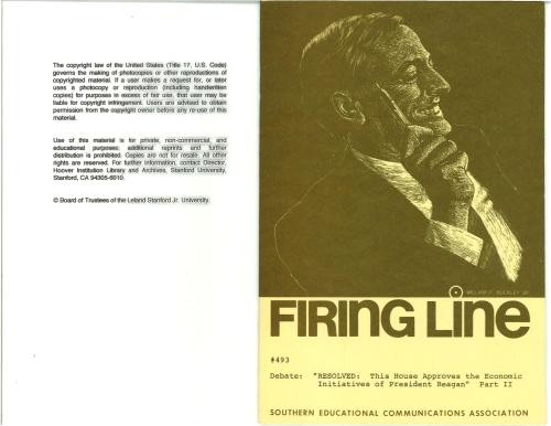 A Firing Line Debate: Resolved: That This House Approves the Economic Initiatives of President Reagan-Part II